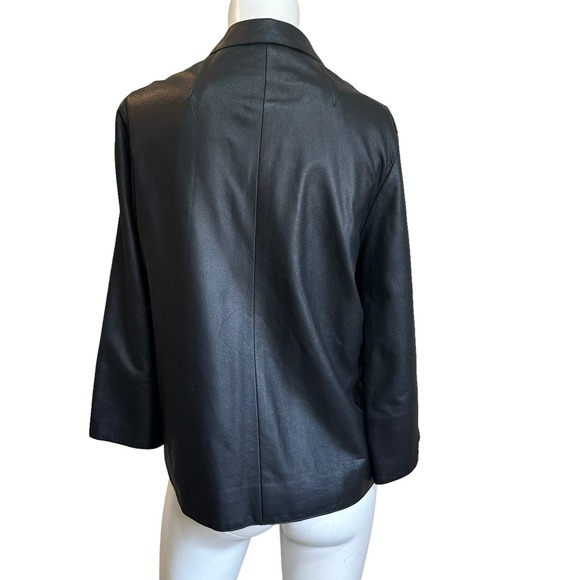 Shari's Place Black Soft Buttery Leather Button Down Shirt Jacket sz S - Picture 2 of 5